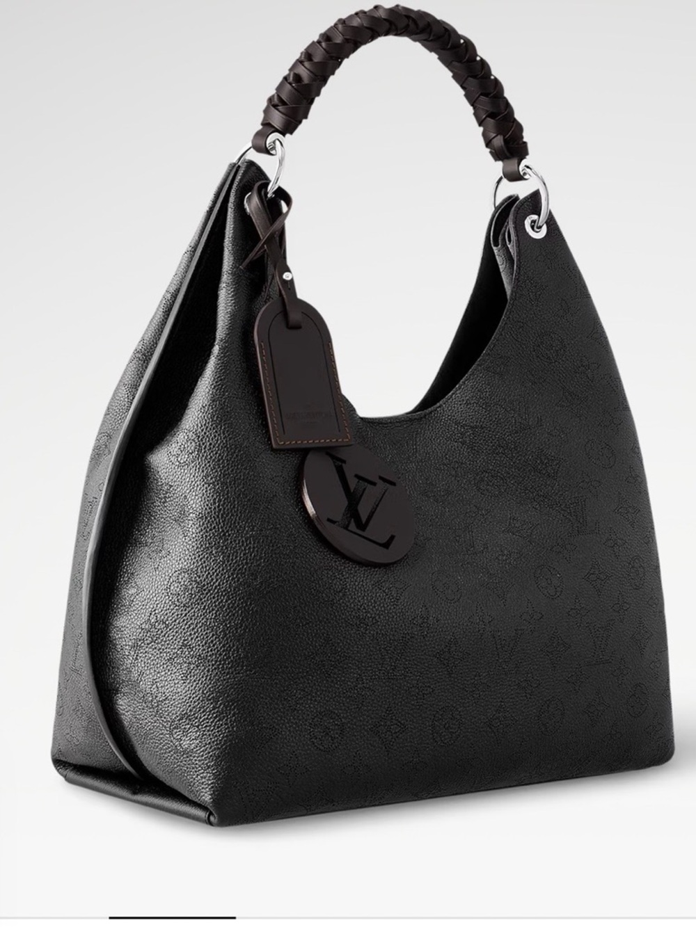 Louis Vuitton Black Monogram-Embossed Hobo with Braided Handle - Picture 2 of 3